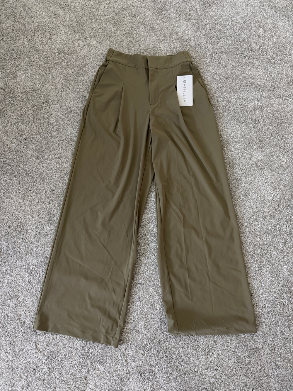 Athleta Olive Wide-Leg Performance Trousers